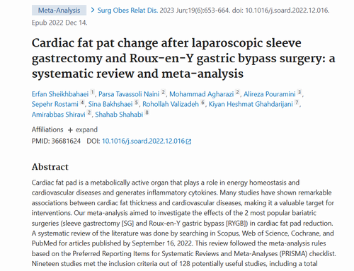 Cardiac fat pat change after laparoscopic sleeve gastrectomy and Roux-en-Y gastric bypass surgery: a systematic review and meta-analysis